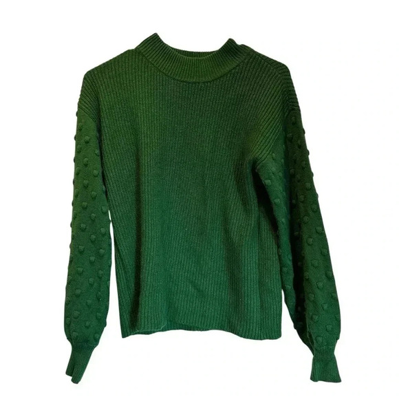 CeCe Sweaters - Cece Green Sweater Dots Textured Crew neck
